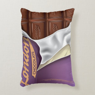 Cojín Decorativo Anuncio de chocolate británico vintage.
