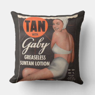 Cojín Decorativo Anuncio de Gaby Suntan Lotion 1950