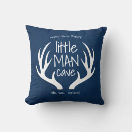 Cojín Decorativo Anuncio de la cueva del pequeño hombre azul lindo 