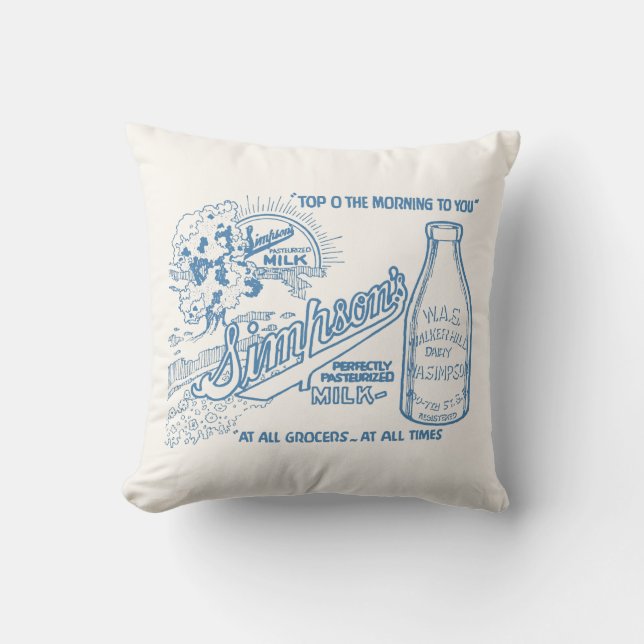 Cojín Decorativo Anuncio de leche de época (Anverso)