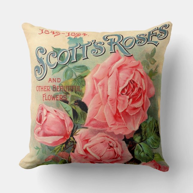Cojín Decorativo Anuncio de los rosas de Scotts (Anverso)