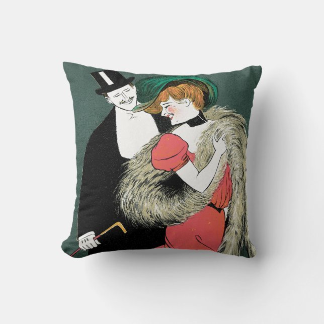 Cojín Decorativo Anuncio de moda de estilo Art Nouveau italiano (Anverso)