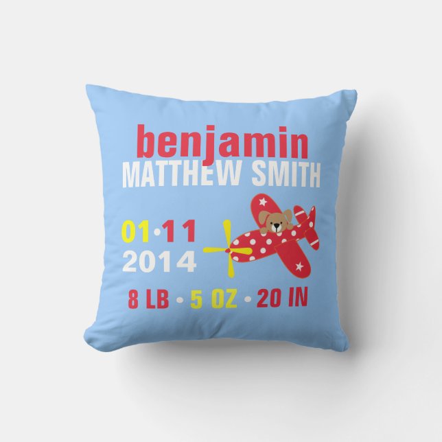 Cojín Decorativo Anuncio de nacimiento de bebé Personalizado de cac (Anverso)
