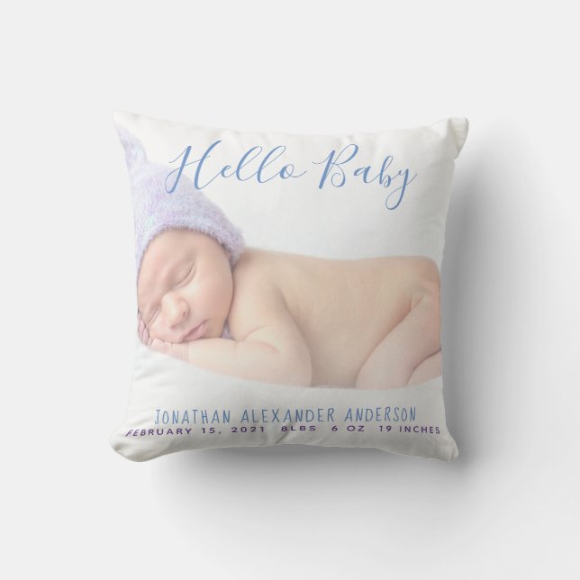Cojín Decorativo Anuncio de nacimiento de foto de bebé moderno (Anverso)