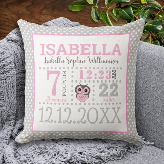 Cojín Decorativo Anuncio de nacimiento de niña