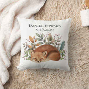 Cojín Decorativo Anuncio de nacimiento de Woodland Fox