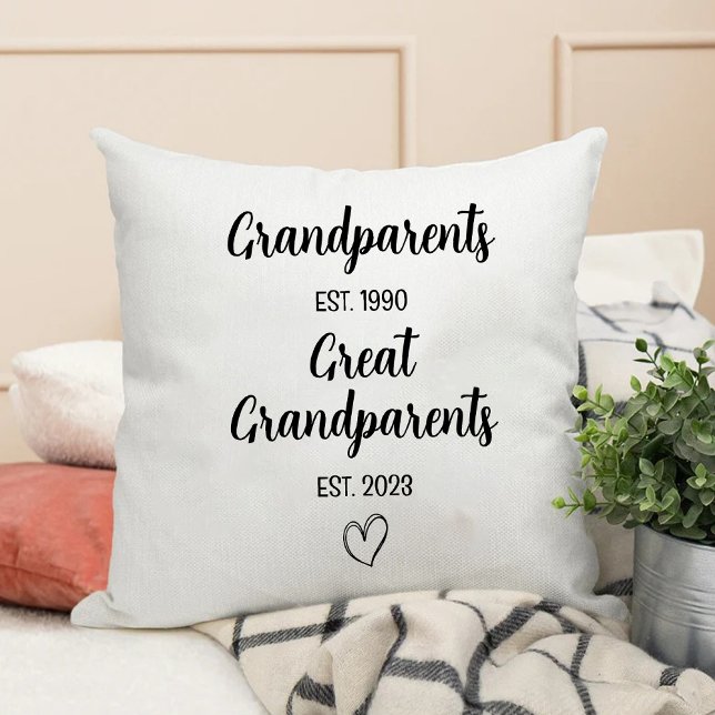 Cojín Decorativo Anuncio de nacimiento | Promovido al abuelo (Birth Announcement | Promoted to Great Grandparent Throw Pillow)