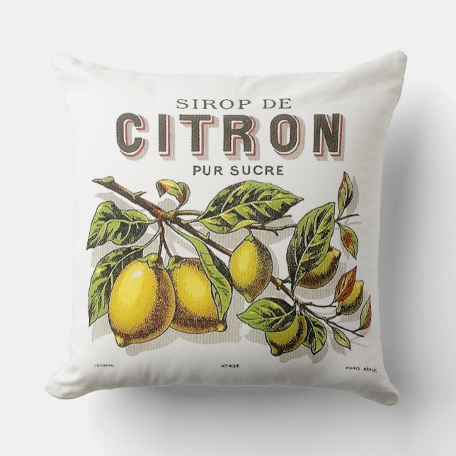 Cojín Decorativo Anuncio de Sirop de Citron (Anverso)