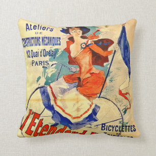 Cojín Decorativo Anuncio francés 1891 de la bicicleta del vintage