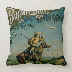 Cojín Decorativo Anuncio para el 'oeste salvaje y Co de Buffalo