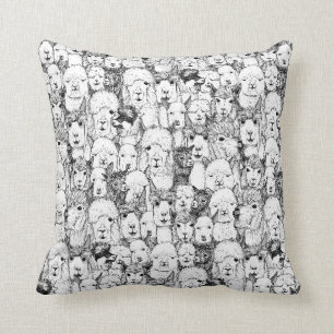 Cojín Decorativo apenas blanco negro de las alpacas