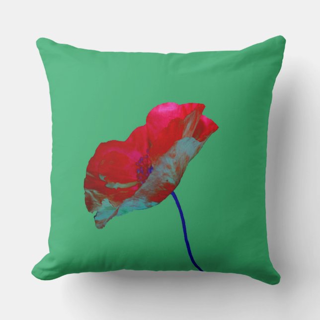Cojín Decorativo Apertura azul rojo en verde esmeralda (Anverso)
