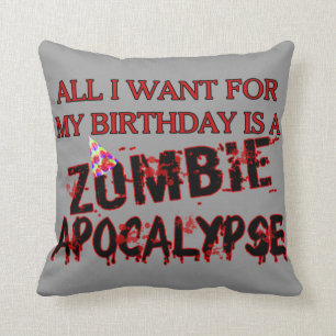 Cojín Decorativo Apocalipsis del zombi del cumpleaños