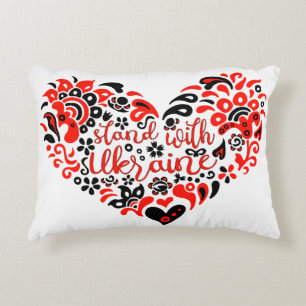 Cojín Decorativo Apoyar a Ucrania con letras y corazón