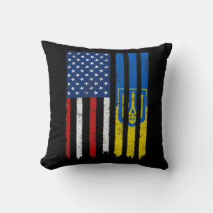 Cojín Decorativo Apoyen a Ucrania Bandera Ucraniana Estadounidense