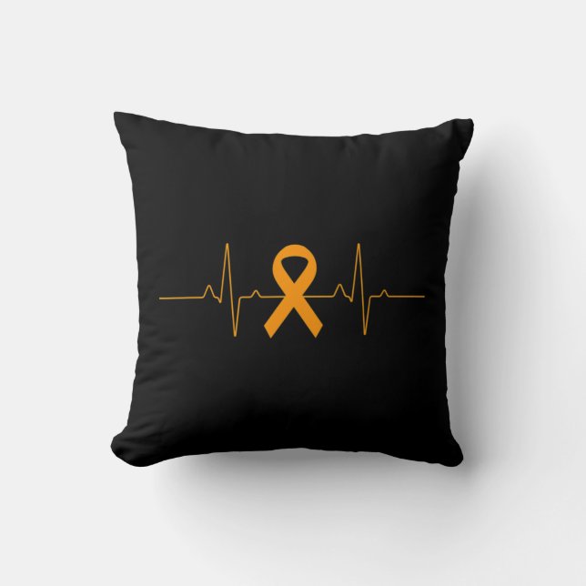 Cojín Decorativo apoyo a Leukemia Awareness naranja Ribbon orgullos (Anverso)