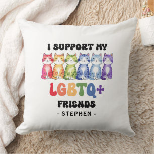 Cojín Decorativo Apoyo a mis amigos LGBTQ - Orgullo del gato arcoir