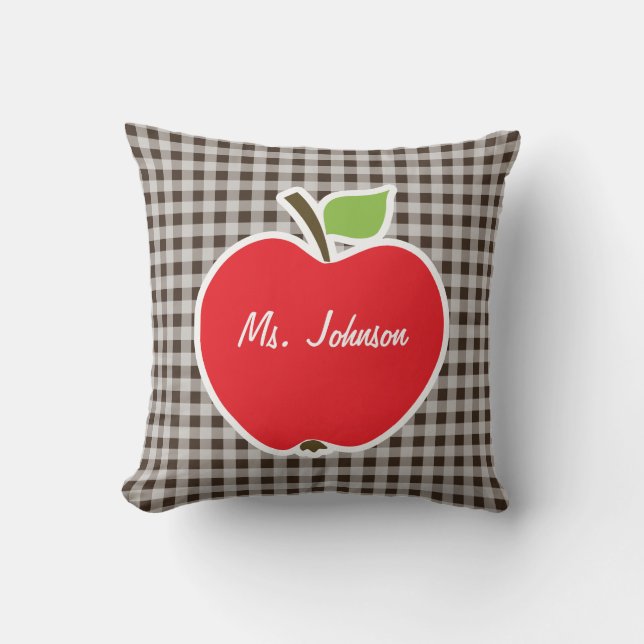 Cojín Decorativo Apple en Bistre Brown Gingham (Anverso)