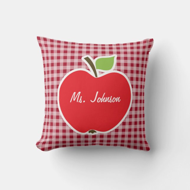 Cojín Decorativo Apple en Carmine Red Gingham (Anverso)