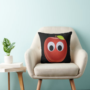 Cojín Decorativo Apple, fruta roja con ojos de google - Personaliza