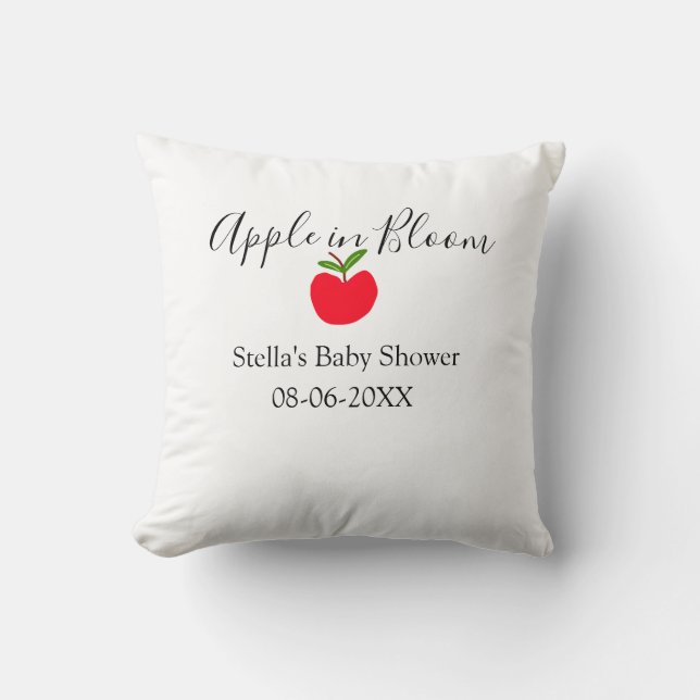 Cojín Decorativo Apple in bloom baby shower red apple name date  (Anverso)
