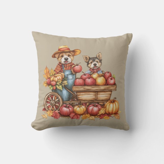 Cojín decorativo Applecart de Otoño de Perro (Anverso)