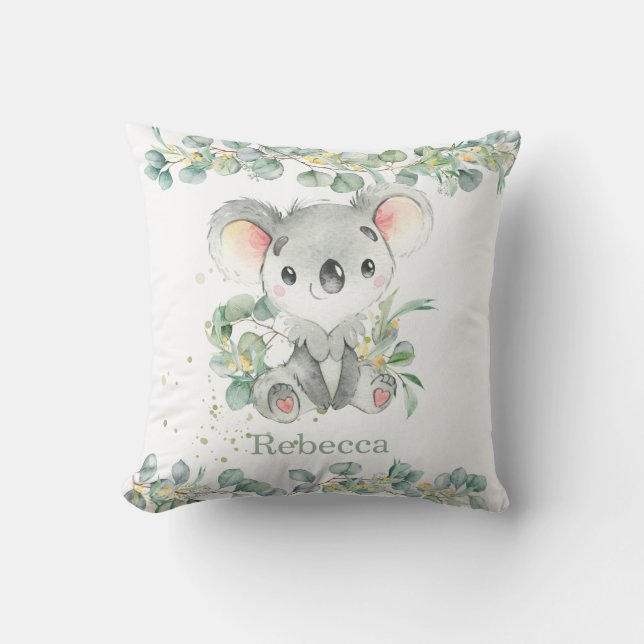 Cojín Decorativo Apreciable Koala Eucalyptus Leafy Niño Chica (Anverso)