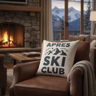 Cojín Decorativo Apres Ski Club Logo de Montaña - Hombres de Invier