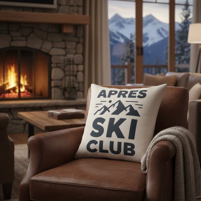 Cojín Decorativo Apres Ski Club Mountain Logo - Custom Mens Winter  (Subido por el creador)