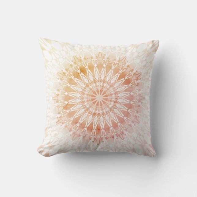 Cojín Decorativo Apricot amarillo Mandala geométrica (Anverso)