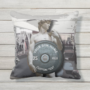 Cojín Decorativo Aptitud divertida David del dueño del gimnasio que