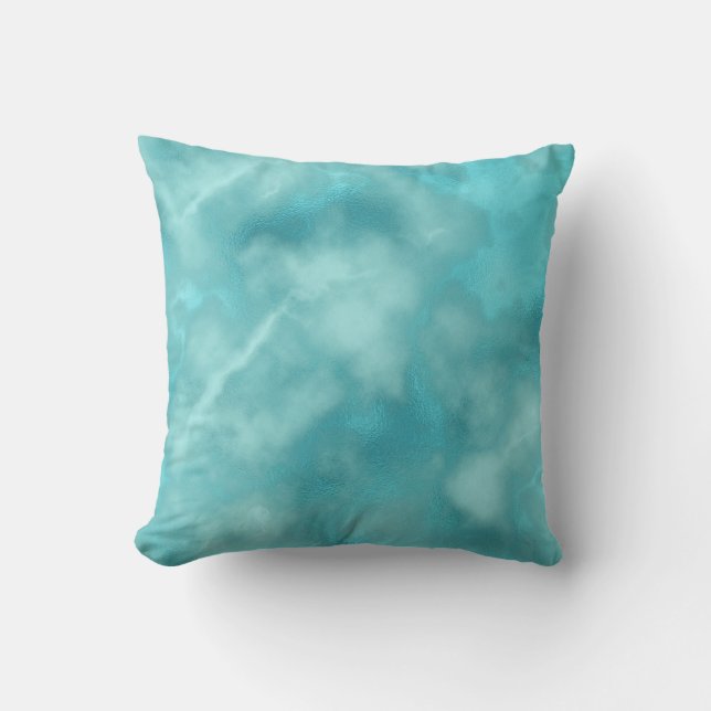 Cojín Decorativo Aqua abstracta oceánica Verde azulada (Anverso)