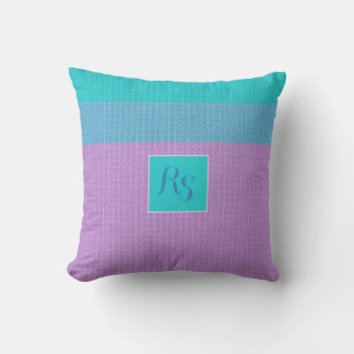 Cojín Decorativo Aqua azul rosado bonito >Monograma