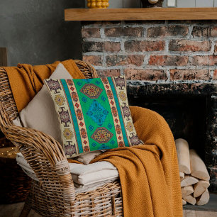 Cojín Decorativo Aqua Azul Verde Shamrock Vintage Kilim Turco 