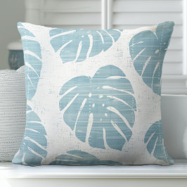 Cojín decorativo Aqua Blue and White Palm Leaves