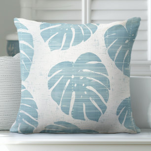 Cojín decorativo Aqua Blue and White Palm Leaves