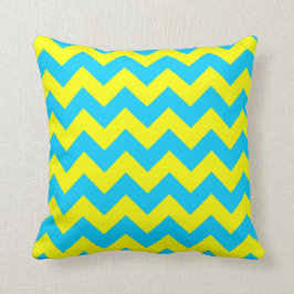 Cojín Decorativo Aqua Blue and Yellow Zigzag