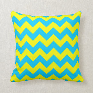 Cojín Decorativo Aqua Blue and Yellow Zigzag