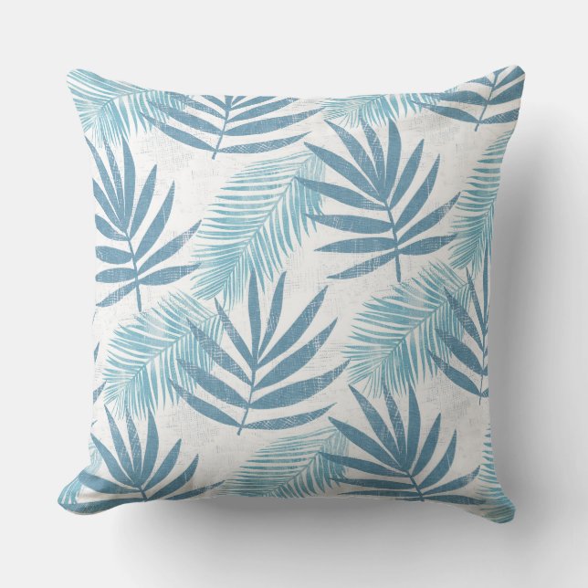 Cojín decorativo Aqua Blue Palm Leaf (Anverso)