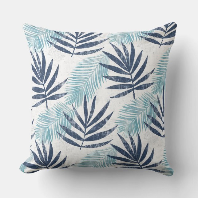 Cojín decorativo Aqua Blue Palm Leaf (Anverso)