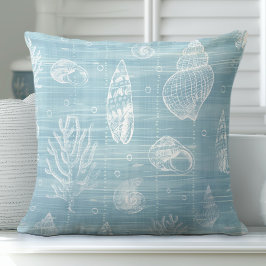 Cojín decorativo Aqua Blue Seashells