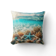 Aqua Blue Starfish Seashell Tropical Beach