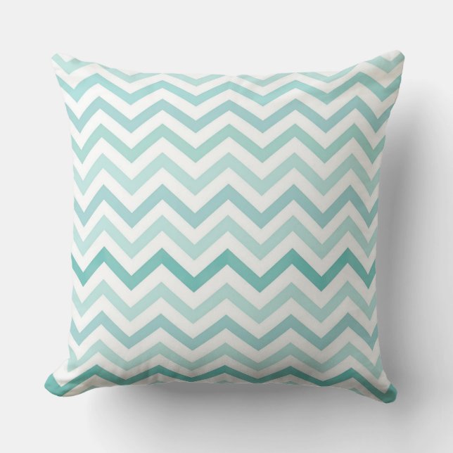 Cojín Decorativo Aqua Blue Zigzag Pattern – Modern Minimalist   (Anverso)