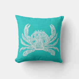 Cojín Decorativo Aqua con aspecto de Burlap Crab Blanco