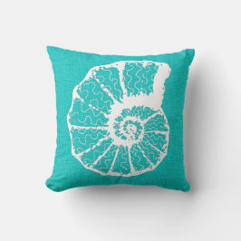 Cojín Decorativo Aqua con aspecto de Burlap de Espiral Blanca