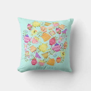 Cojín Decorativo Aqua de teteras y copas