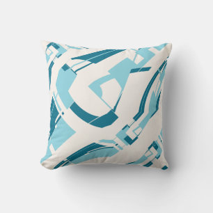 Cojín Decorativo Aqua en blanco opaco negrita Formas diagonales dis