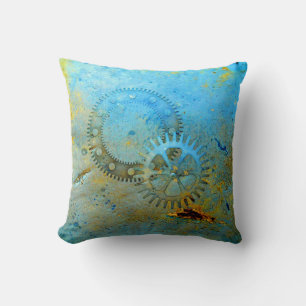 Cojín Decorativo Aqua Gears Steampunk Pillow