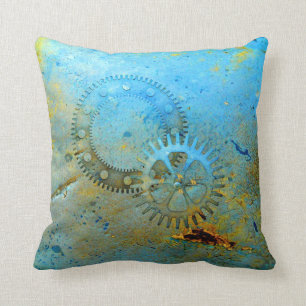 Cojín Decorativo Aqua Gears Steampunk Pillow