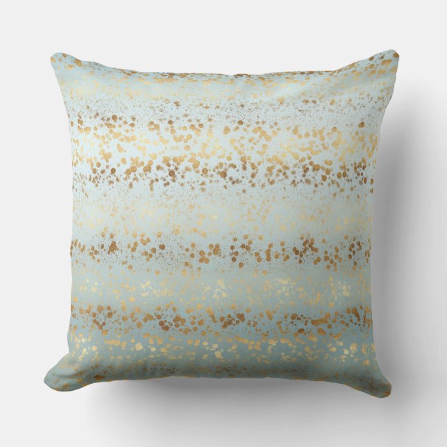 Cojín Decorativo Aqua Gold Confetti Ombre (Anverso)